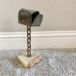 DeMott Brass and Onyx Mailbox Sculpture MCM Mid Century Modern Vintage